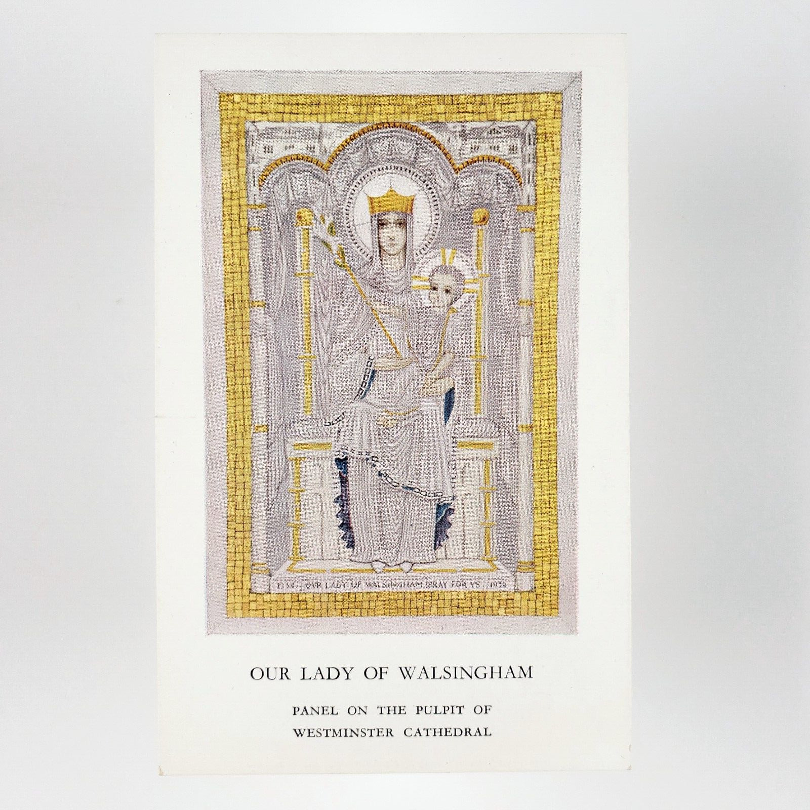 Our Lady of Walsingham Panel Postcard 1940s Westminster Cathedral Pulpit C3439