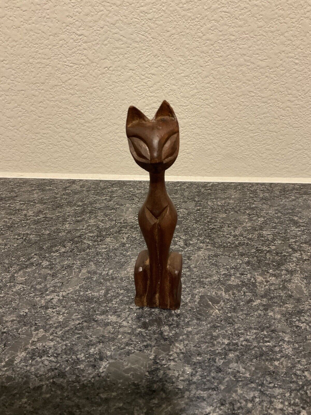 Vintage MCM Mid Century Modern Siamese Cat Carved Wood Wooden Statue