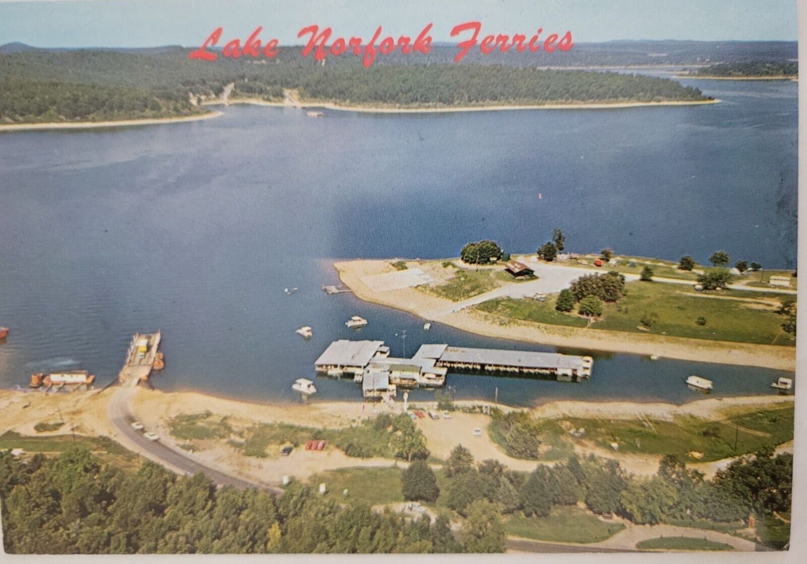 Lake Norfork Ferries Henderson Arkansas Aerial View Postcard 6X4 Chrome Unposted