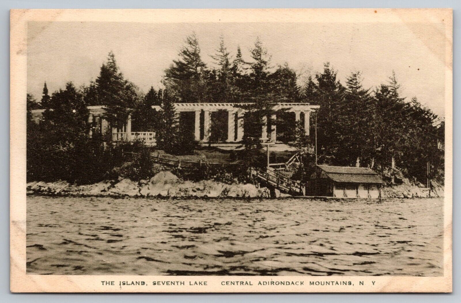 The Islands. Seventh Lake. Adirondacks. New York Postcard