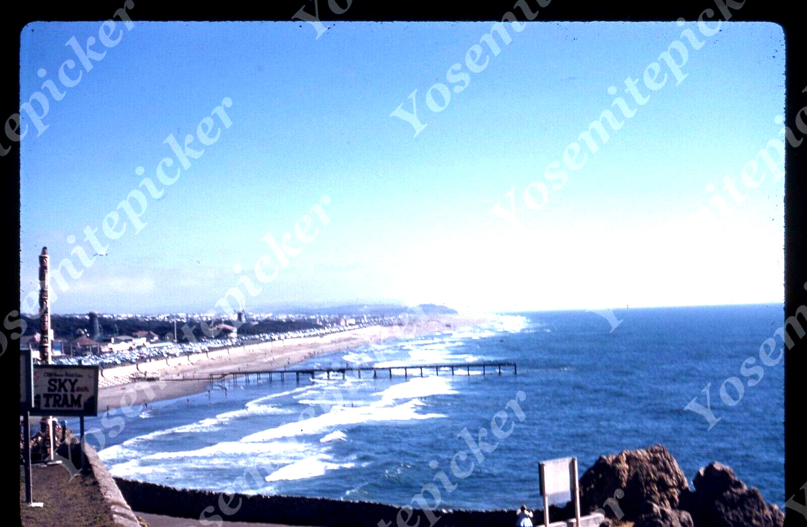 sl88 Original slide 1959 Kodachrome San Francisco Beach aerial view 910a