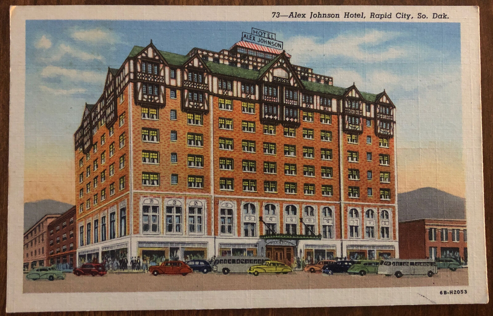 RAPID CITY, SD ALEX JOHNSON HOTEL SO DAKOTA Linen Postcard PM 1950