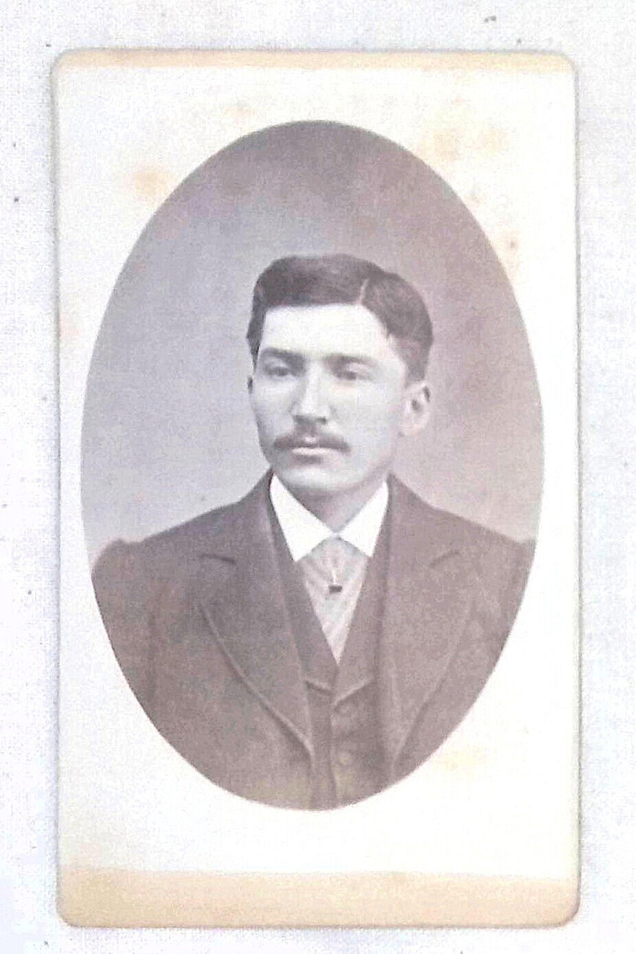 1880s 1890s Young Man with Mustache Portrait CDV Cabinet Card