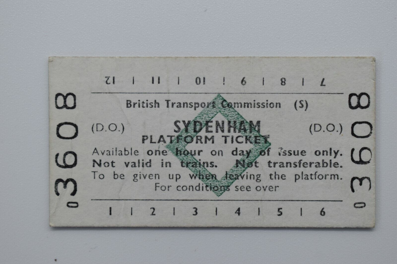 BTC (S) SYDENHAM Platform Ticket No 3608 - 28AUG81
