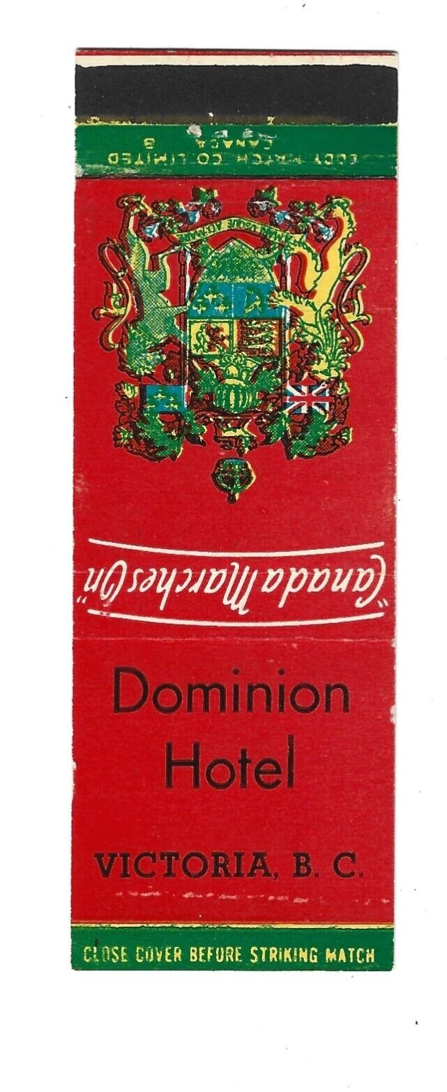 Dominion Hotel   Matchcover   Victoria, B.C.