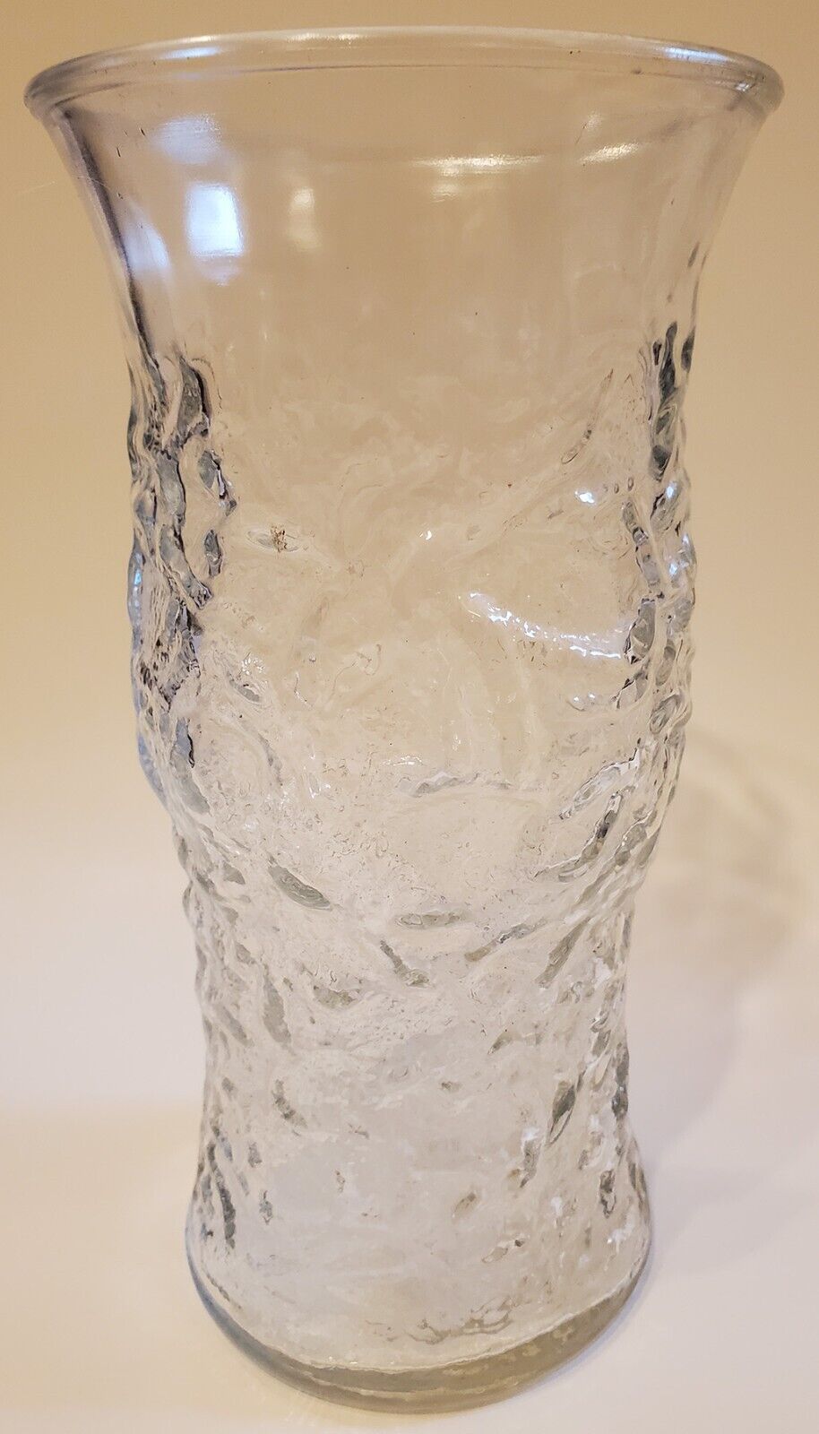 Vintage EO Brody Clear Crinkle Glass Vase - 9.5 Inch