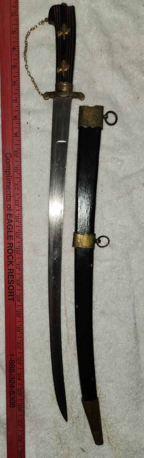 US British Revolutionary War Engraved Cuttoe Short Hunting Sword Dagger Scabbard