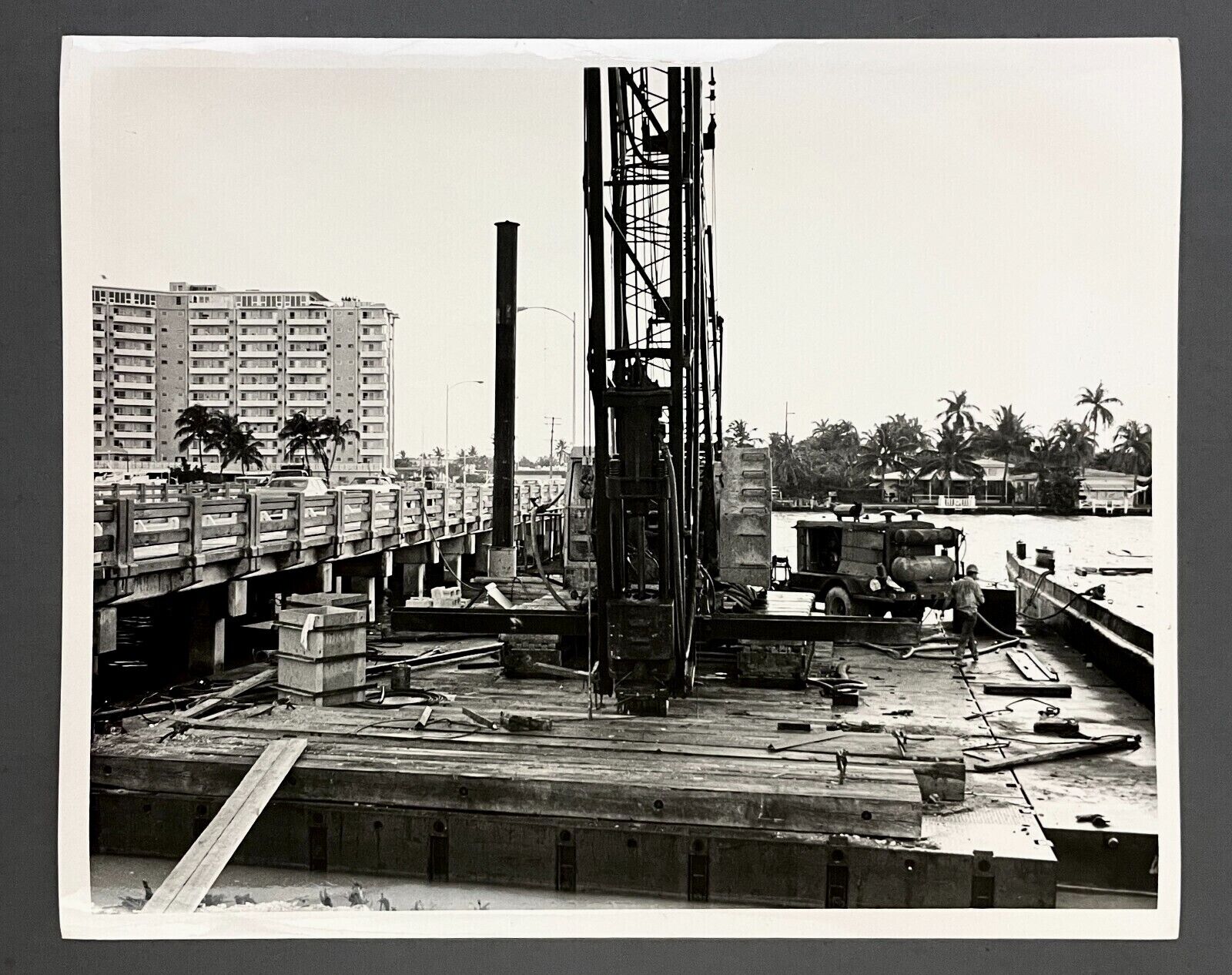 1970 N Bay Village Florida 79 ST Bridge Causeway Construction VTG Press Photo
