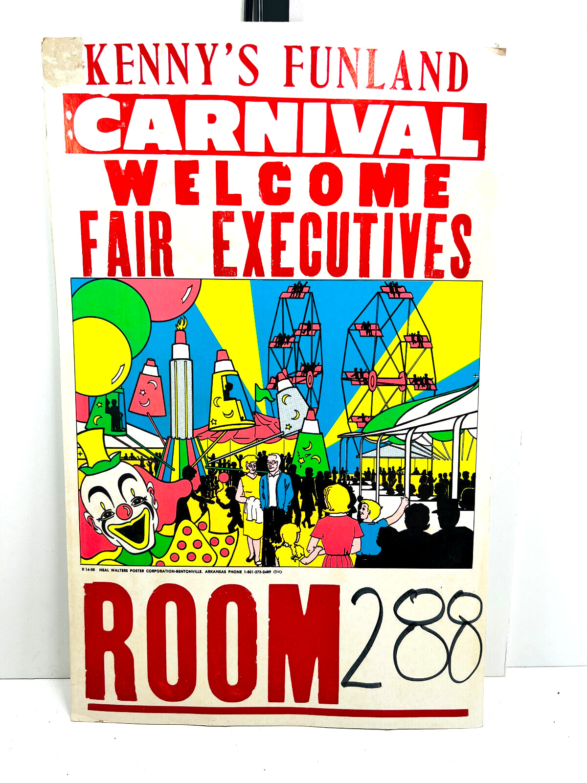 vtg 1980s 90s Kenny's Funland Circus Carnival POster family fun carousel
