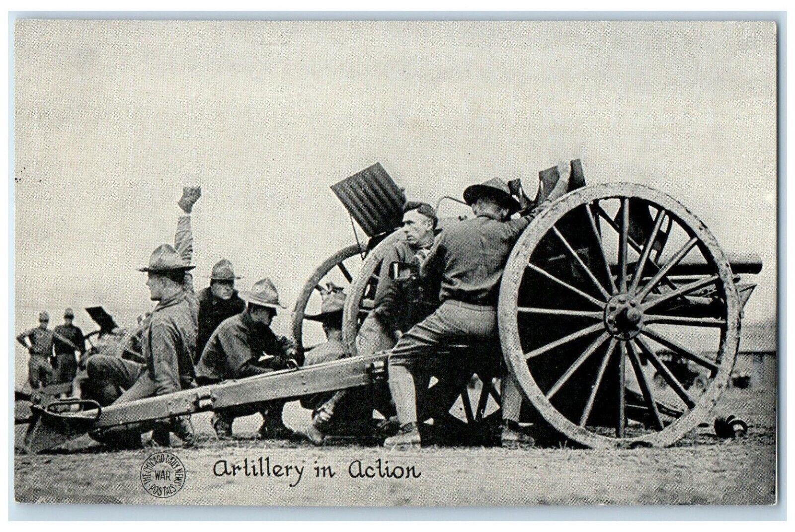 c1910\'s Artillery In Action Military Soldier WWI The Chicago Daily News Postcard