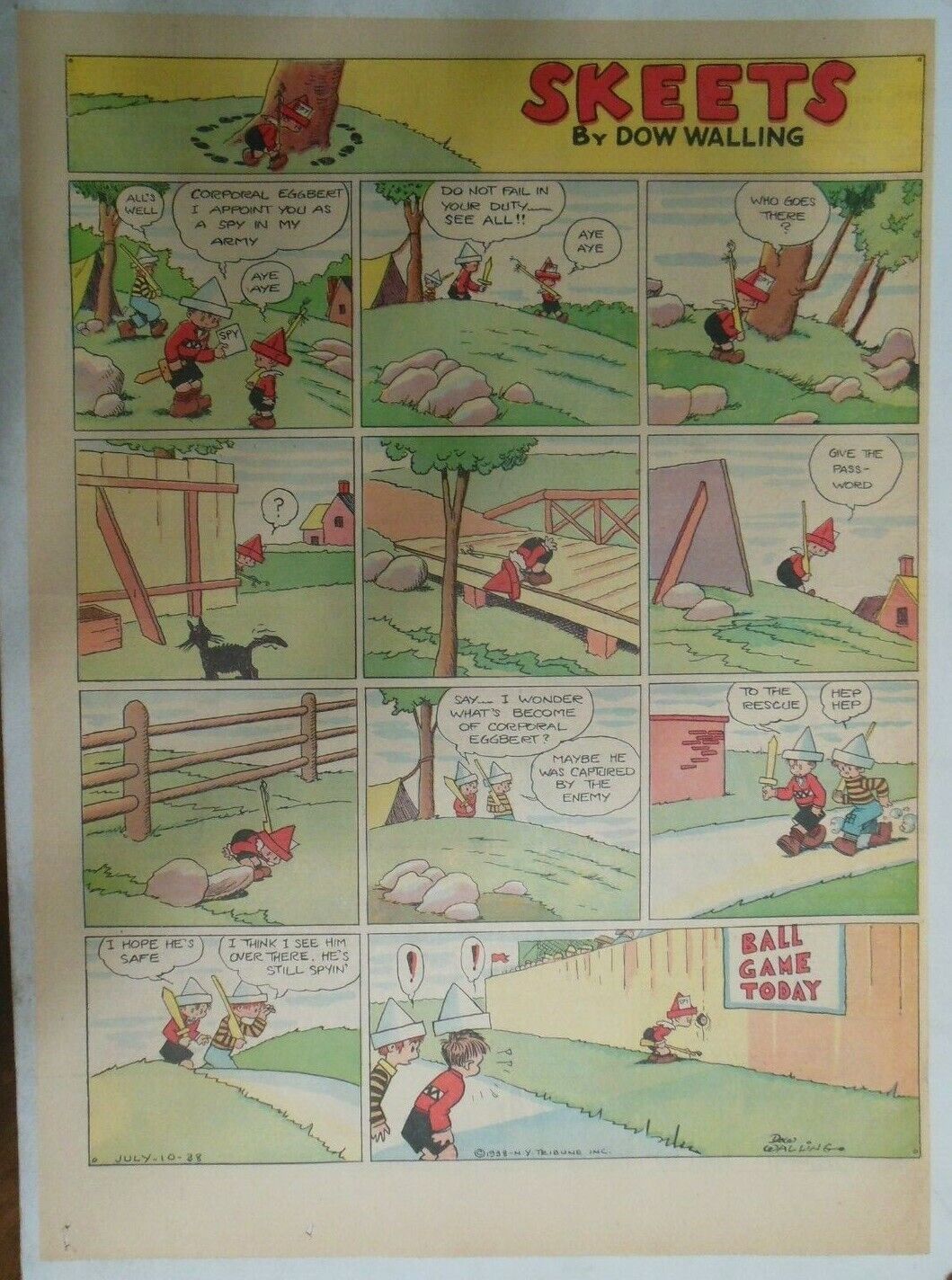 Skeets Sunday Page by Dow Walling from 7/10/1938 Large Full Size Page 
