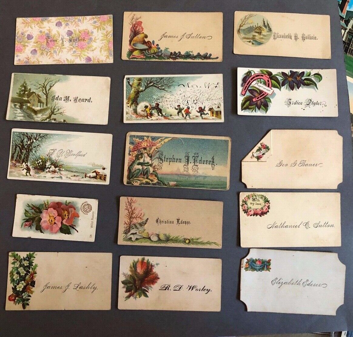 Antique Victorian lot of 15 Visiting Calling Souvenir Cards 