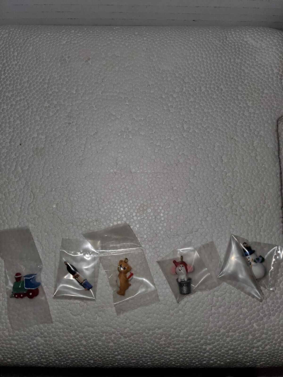 Five Tiny Favorites`2002`Mouse,Soldier,Bear,Train,Snowman-5 Hallmark Ornaments