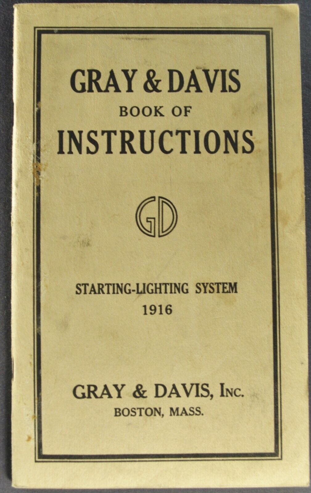 1916 Gray-Davis Automobile Lighting Starting Instruction Book Excellent Original