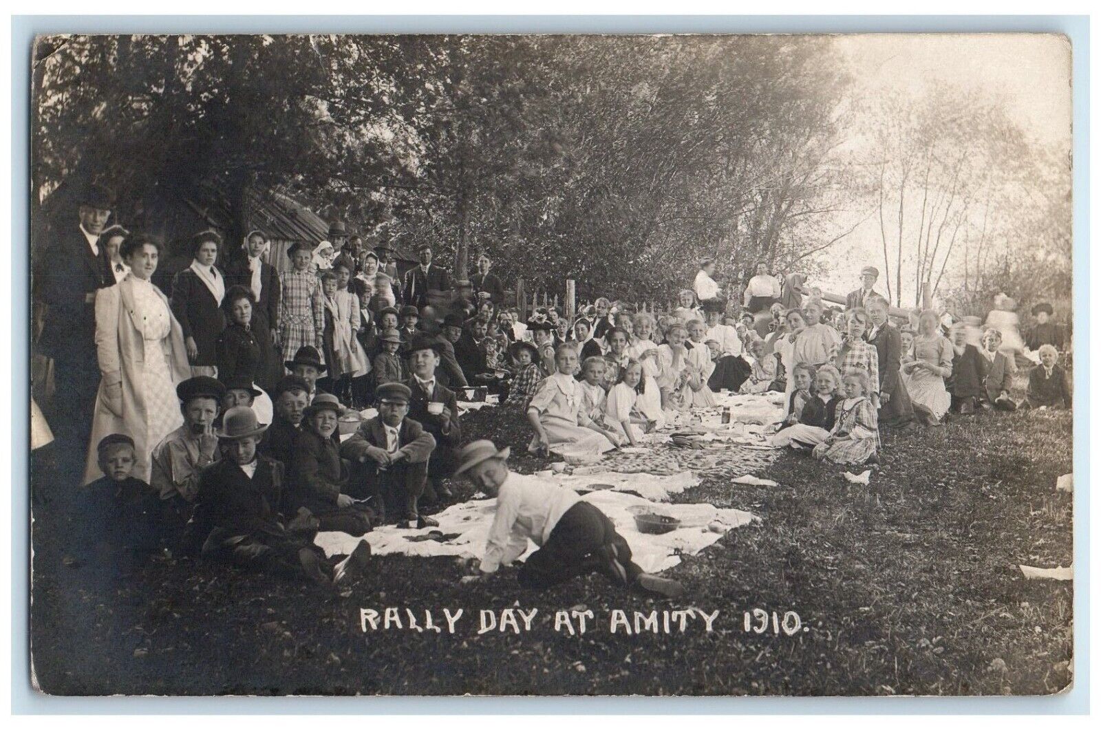 Amity Iowa IA RPPC Photo Postcard Rally Day At Amity 1910 Childrens Antique