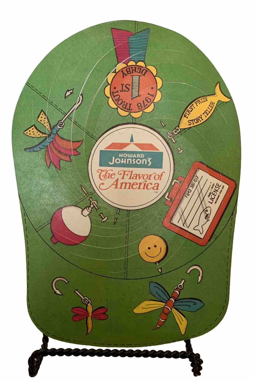 Howard Johnsons 1970’s Childrens Cardboard Fishing Hat Menu Vintage 2 Sides