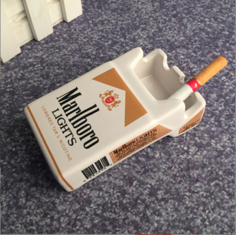 Marlboro Gold Creative Ceramic Cigarette Pack Shape Ashtray Smoke