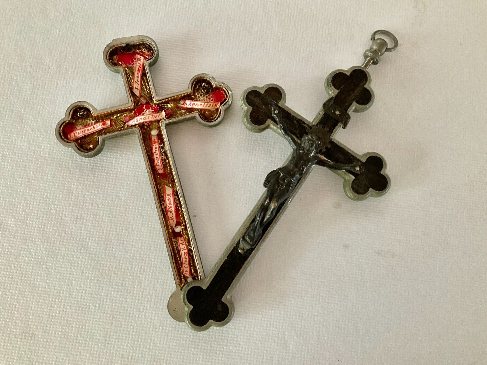 Rare Catholic Reliquary Cross Crucifix 5 1/2\