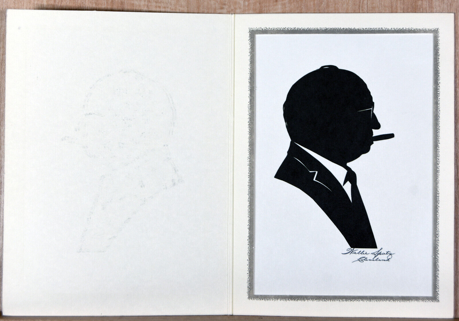 1968 Silhouette Portrait Signed Wallie Spatz Cleveland Harris-Seybold Printing