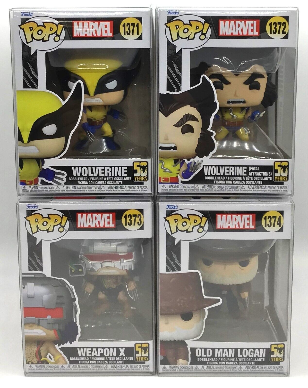 Funko Pop Marvel Wolverine 50 Years Bundle Set of 4 with POP Protectors