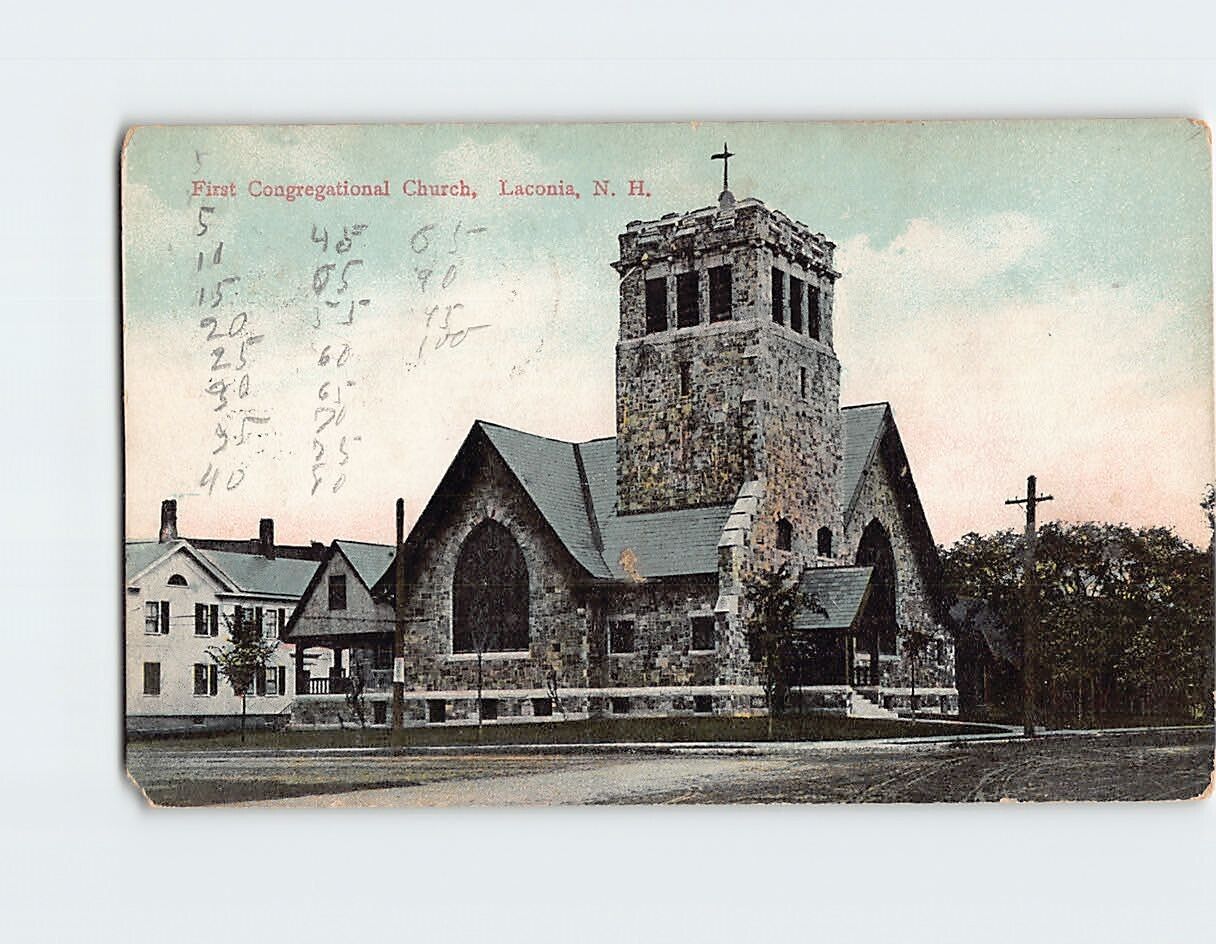 Postcard First Congregational Church Laconia New Hampshire USA
