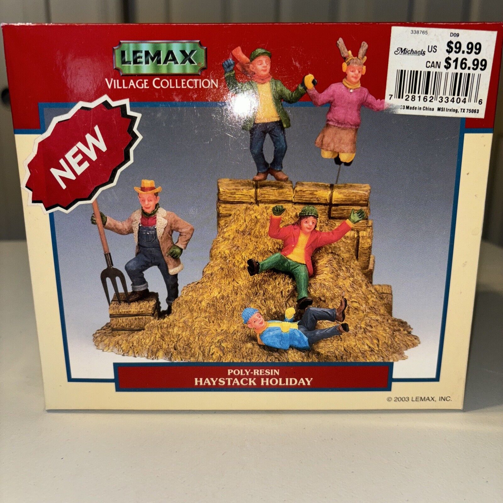 Lemax Christmas Village Collection Haystack Holiday #33404A Farmer Kids 2003 NEW