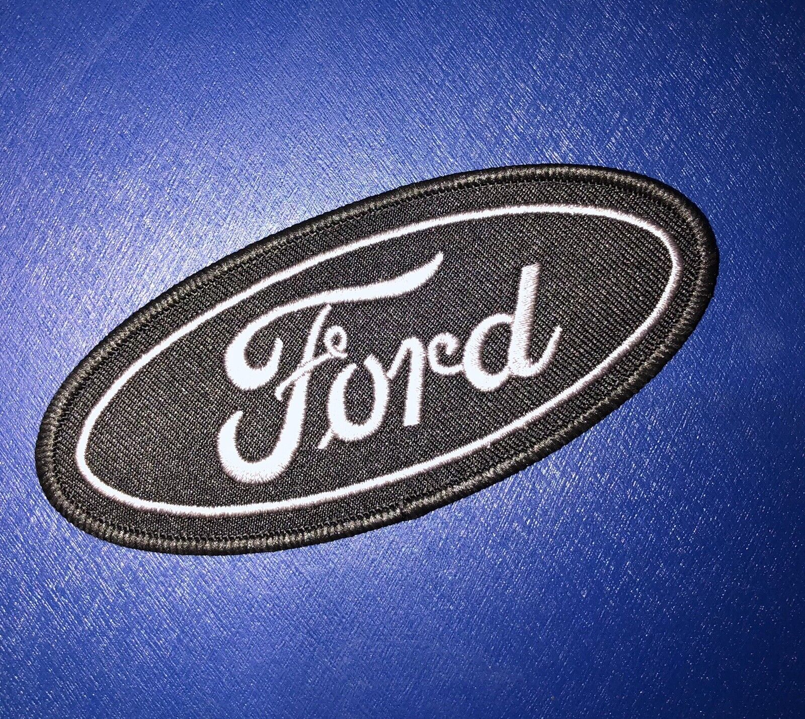 FORD Oval emblem Embroidered/ Woven Iron On Patch 2”x4.5” Black