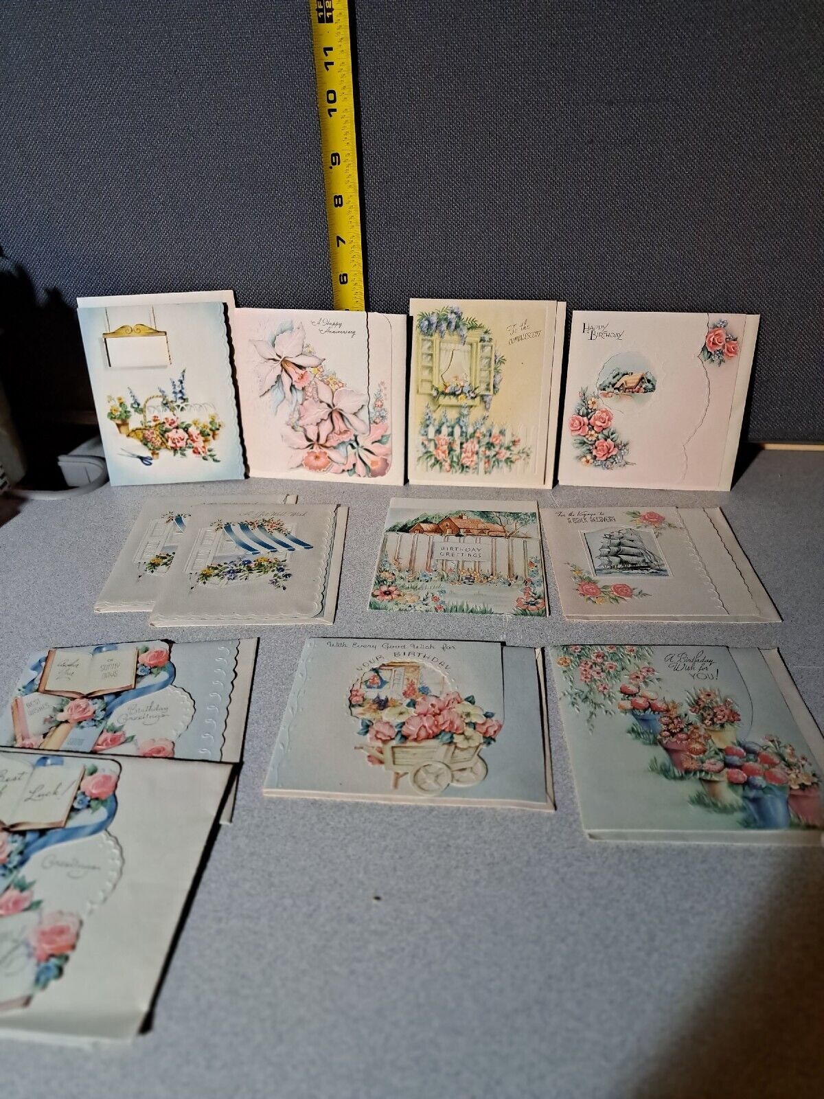12 Vintage Marchant Greeting Cards With Envelopes USA Early 1950s Unused #429D2