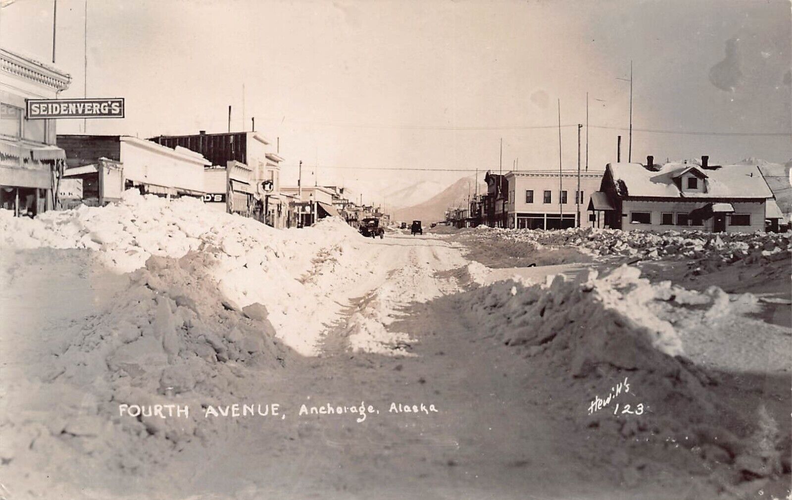 RPPC Anchorage Alaska Fourth Avenue Seidenverg's Main Street Photo Postcard C57