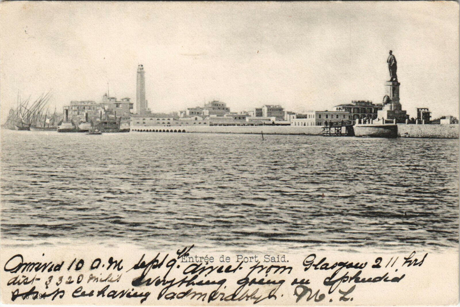 PC EGYPT, ENTRÉE DE PORT SAID, Vintage Postcard (b30561)