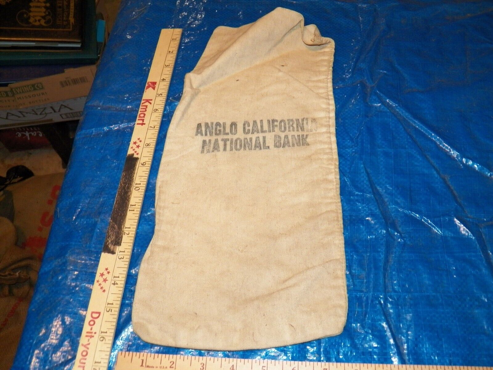 Vintage ANGLO CALIFORNIA NATIONAL BANK Cotton Bank Bag; San Fransico, California