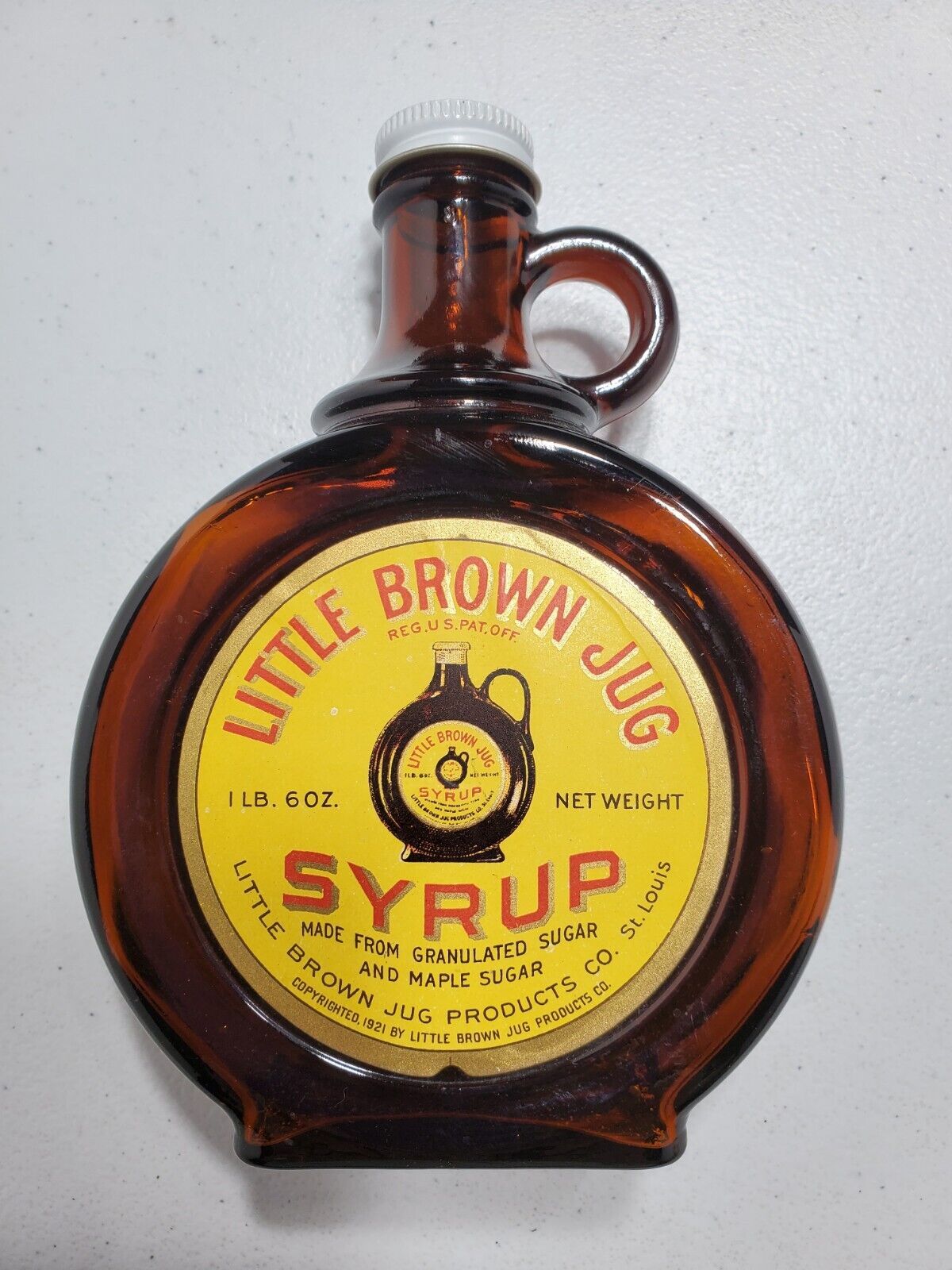 Little Brown Jug Syrup Vintage Bottle with Lid Empty Fantastic Condition
