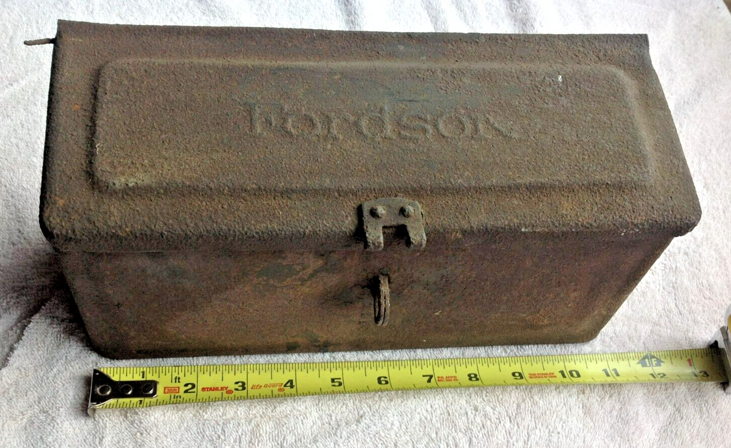 Vintage Fordson Tractor Tool Utility Box Antique Farm Collectible Embossed Barn