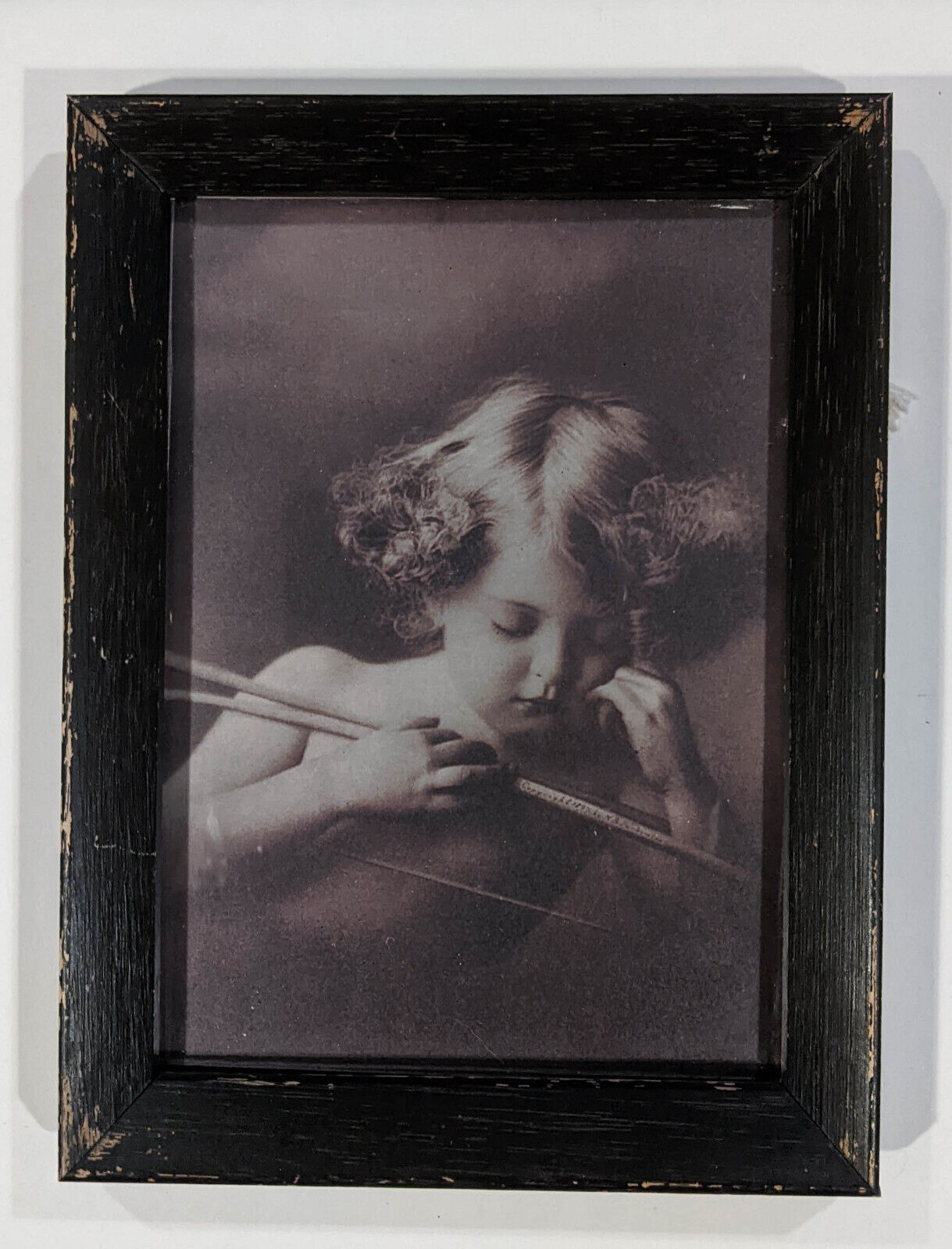 Vintage Antique Cupid Asleep by M.B. Parkinson Framed Photograph