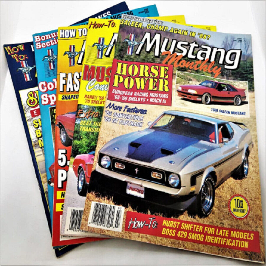 Lot of 5 MUSTANG MONTHLY MAGAZINES Vintage 1988 July-Dec Rare Finds NM-MINT