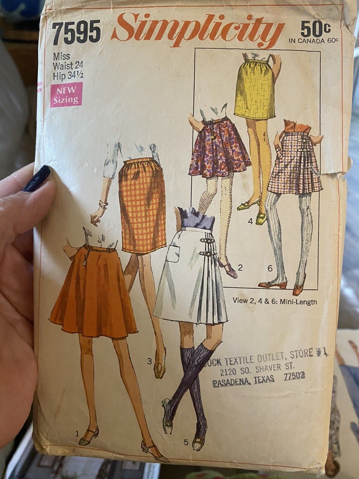 Vintage 1968 Simplicity Sewing Pattern 7595 Size Waist 24 Cut And Complete
