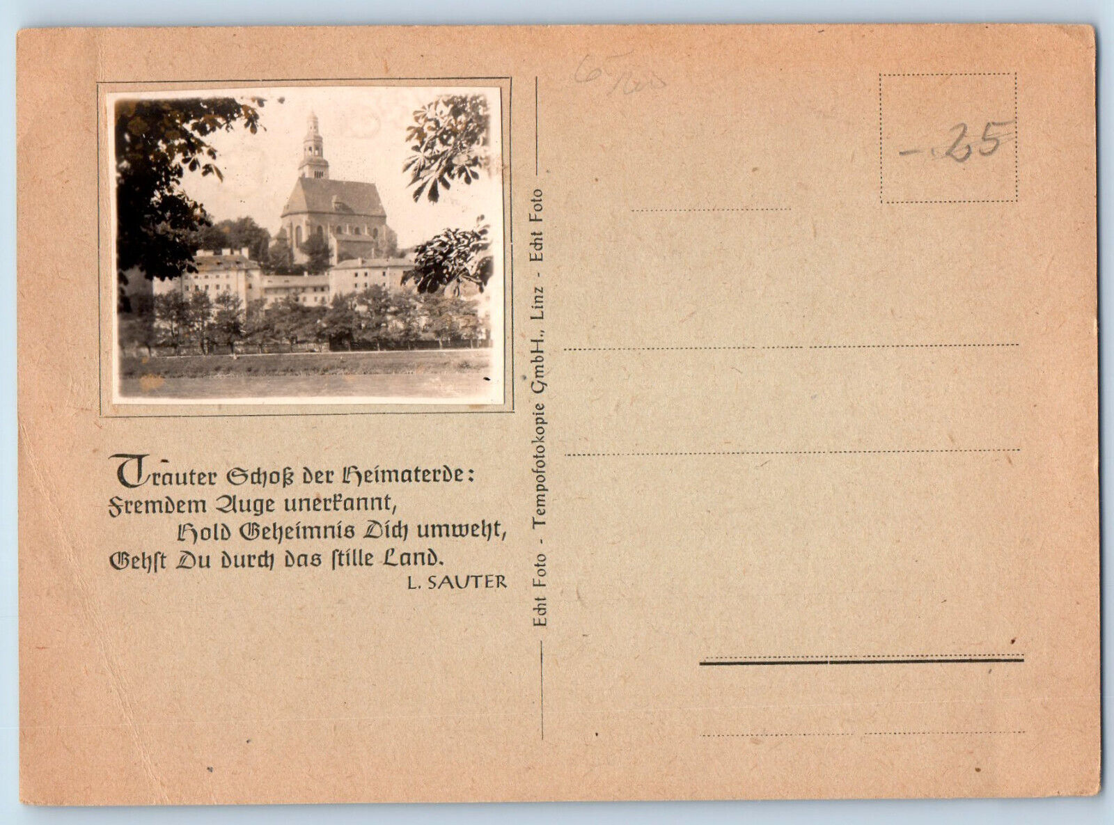 Germany Postcard L. Sauter Poem Building View c1910 Unposted Antique