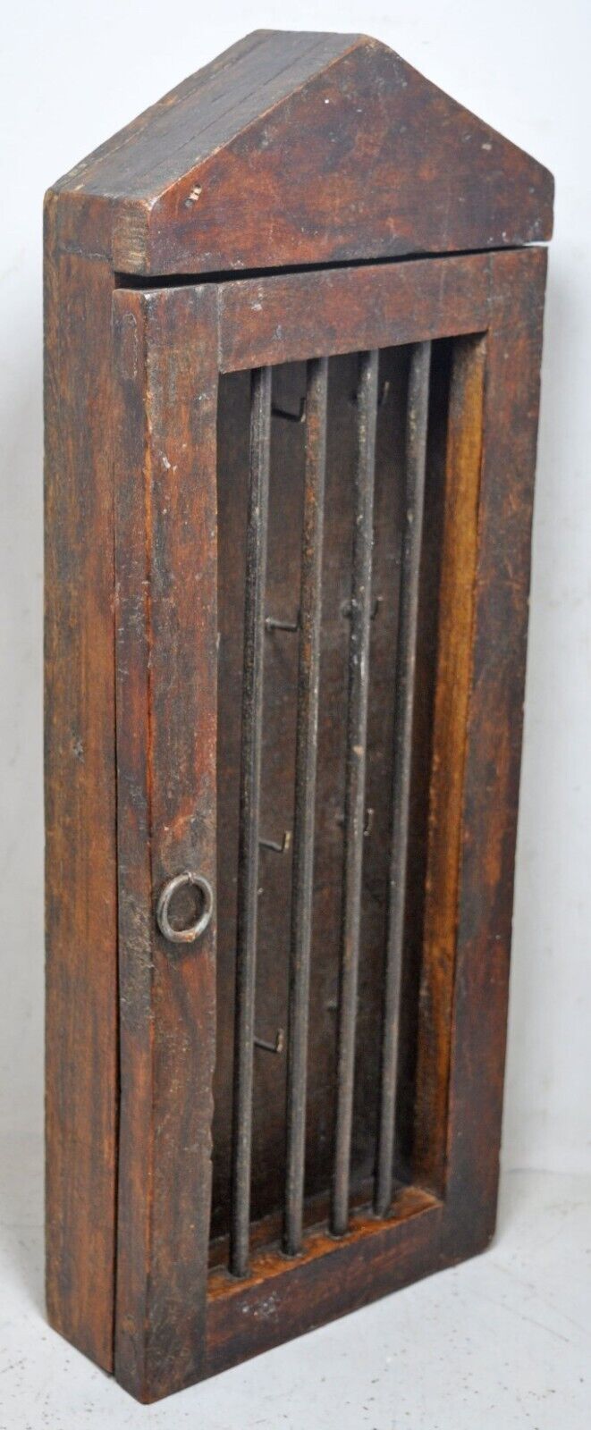 Vintage Wooden Tall Wall Hanging Key Cabinet Box Original Old Hand Crafted