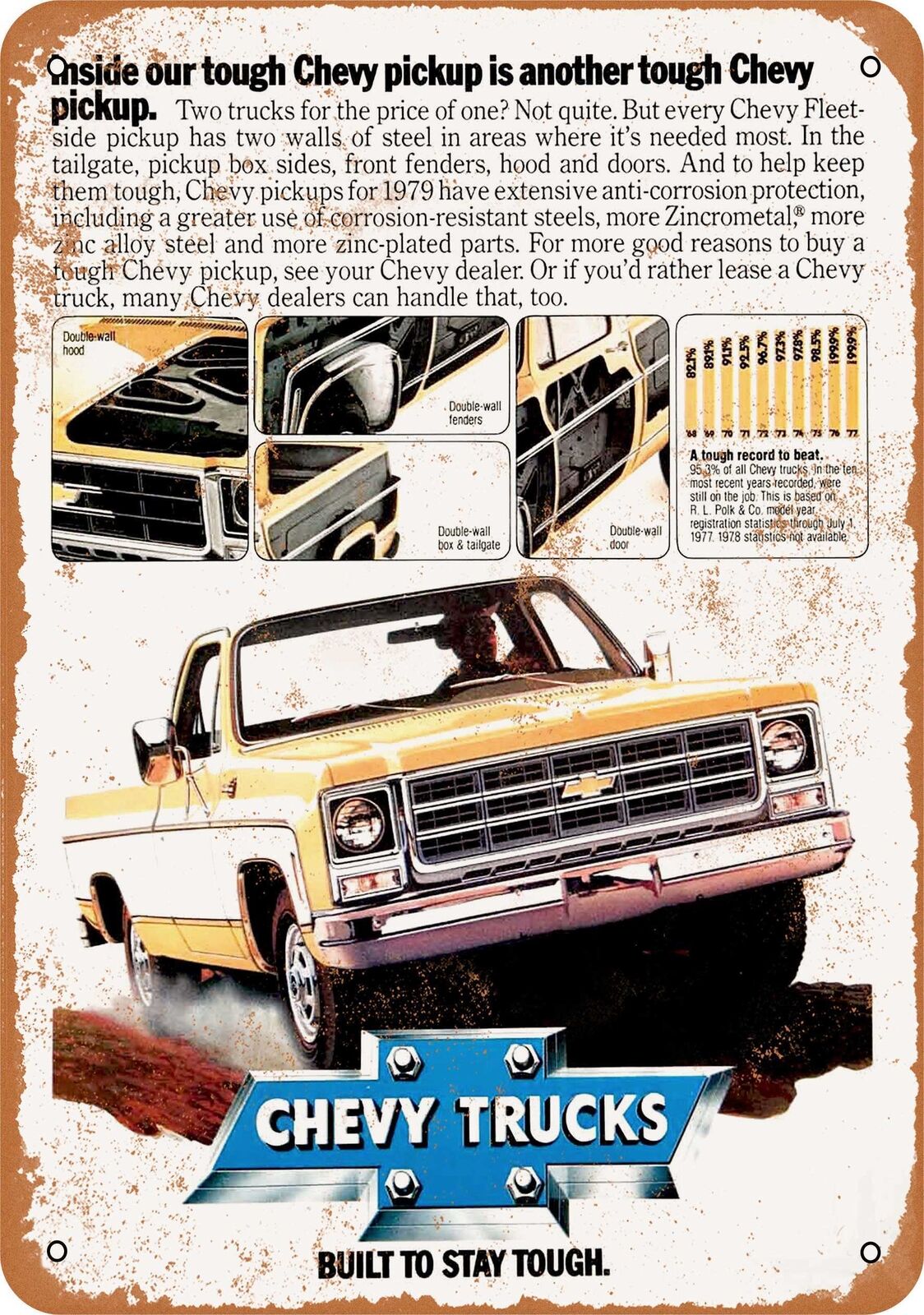 Metal Sign - 1979 Chevy Trucks -- Vintage Look
