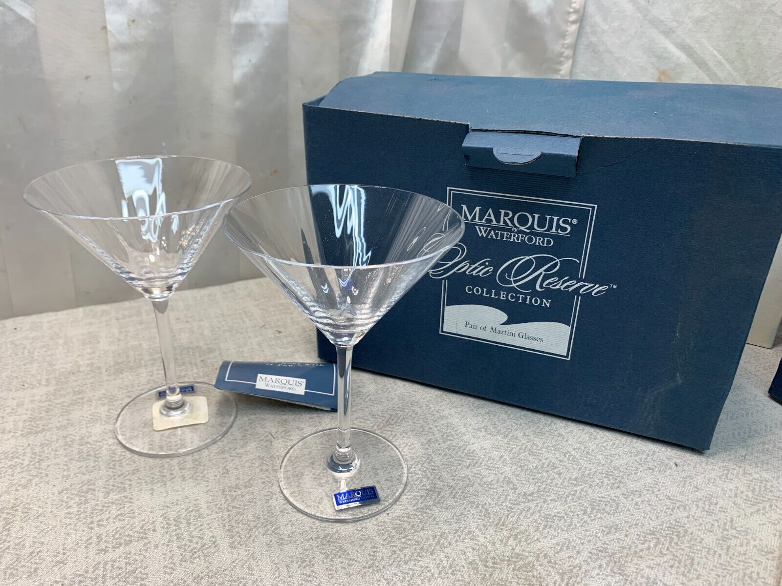 Set of 2 Waterford Marquis Lead Crystal Optic Reserve Martini Glass 6.25\