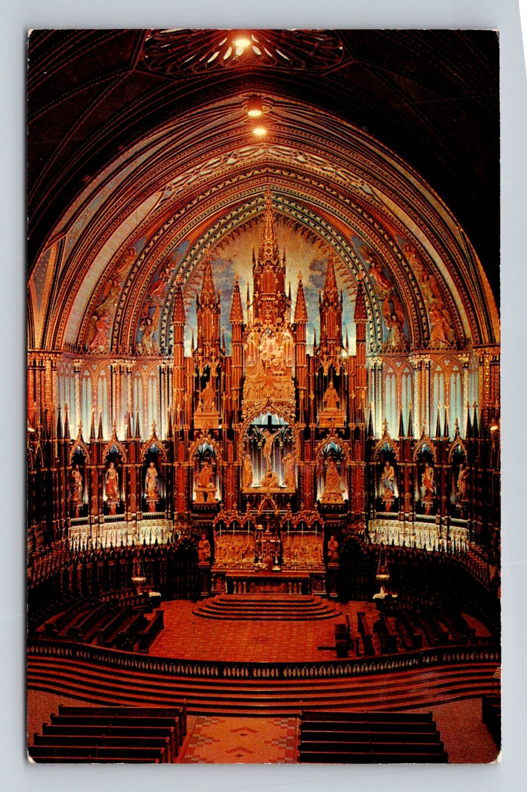 Montreal Quebec-Canada, Main Altar, Notre Dame Church, Vintage Souvenir Postcard