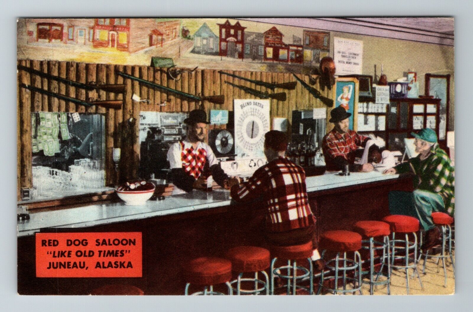 Juneau AK-Alaska, Red Dog Saloon Interior, Advertising c1950 Vintage Postcard