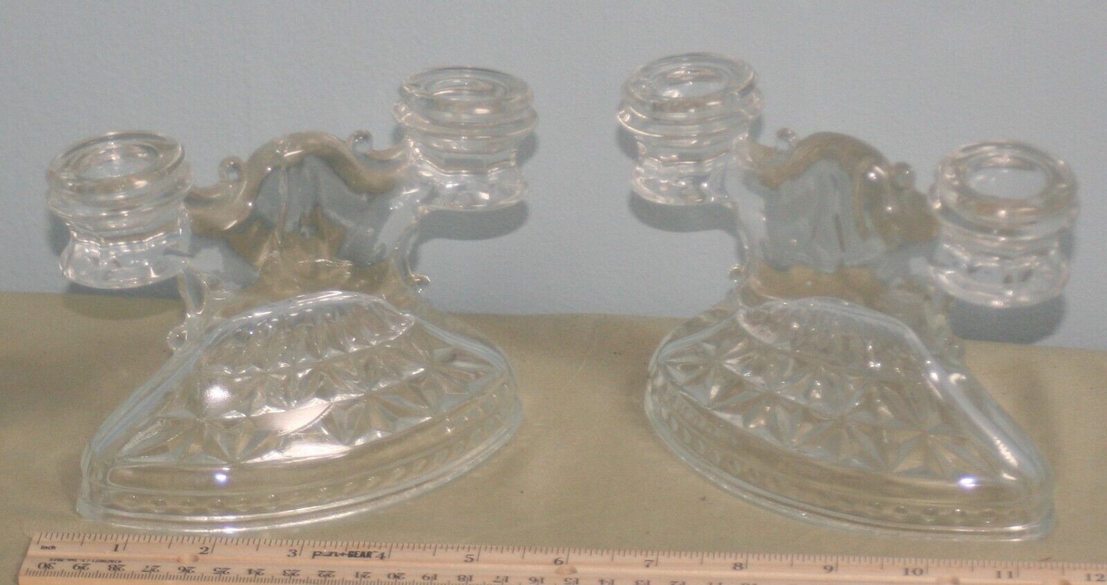 Vintage set of 2 L.E. Smith Glass candle holders