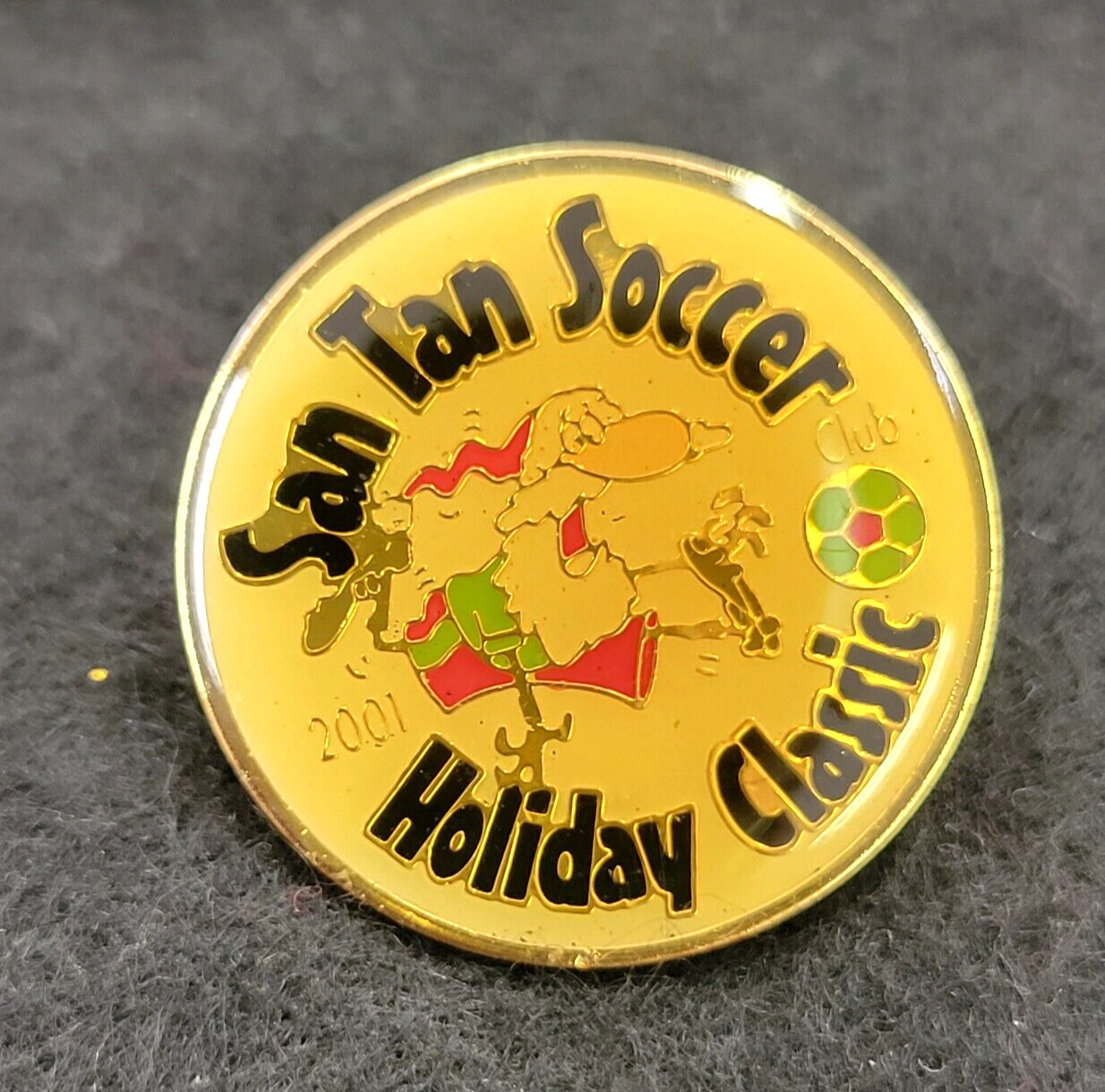 2001 San Tan Soccer Club Holiday Classic Santa Goal Lapel Pin Hat Vest Tie Tack