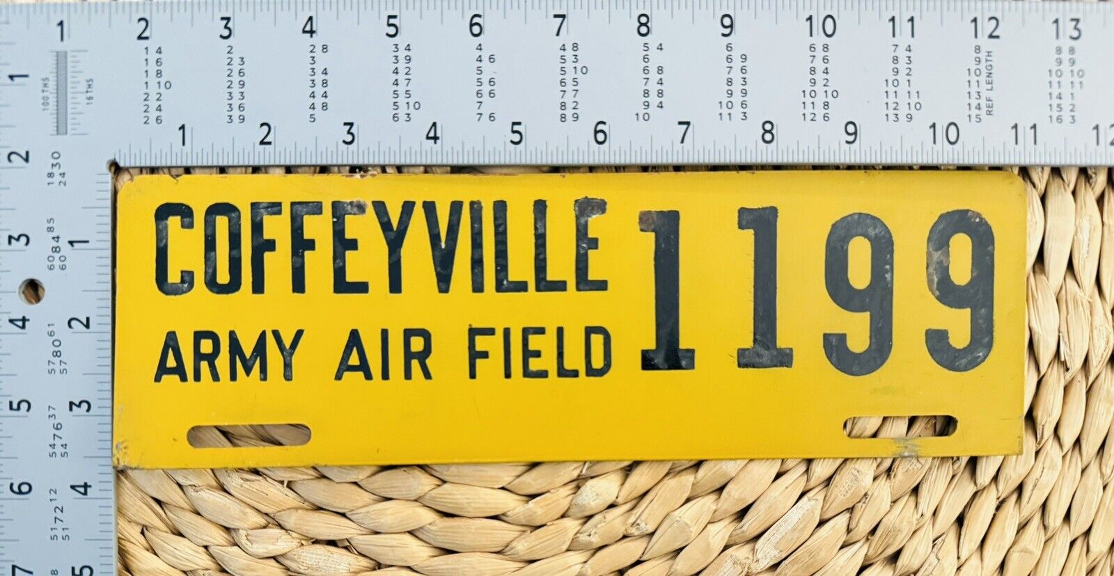 1940 Era Coffeyville Kansas Army Air Field License Plate Topper 1199 ALPCA