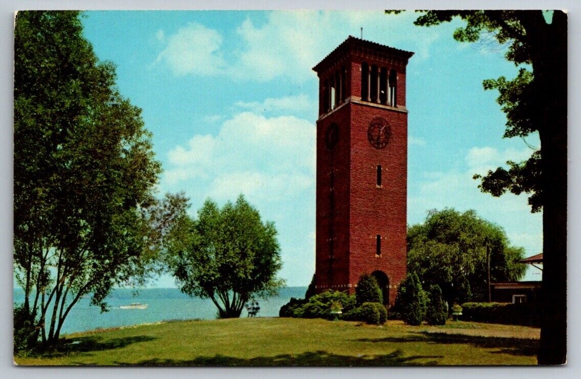 Chautauqua NY New York Postcard Miller Bell Tower On The Lake