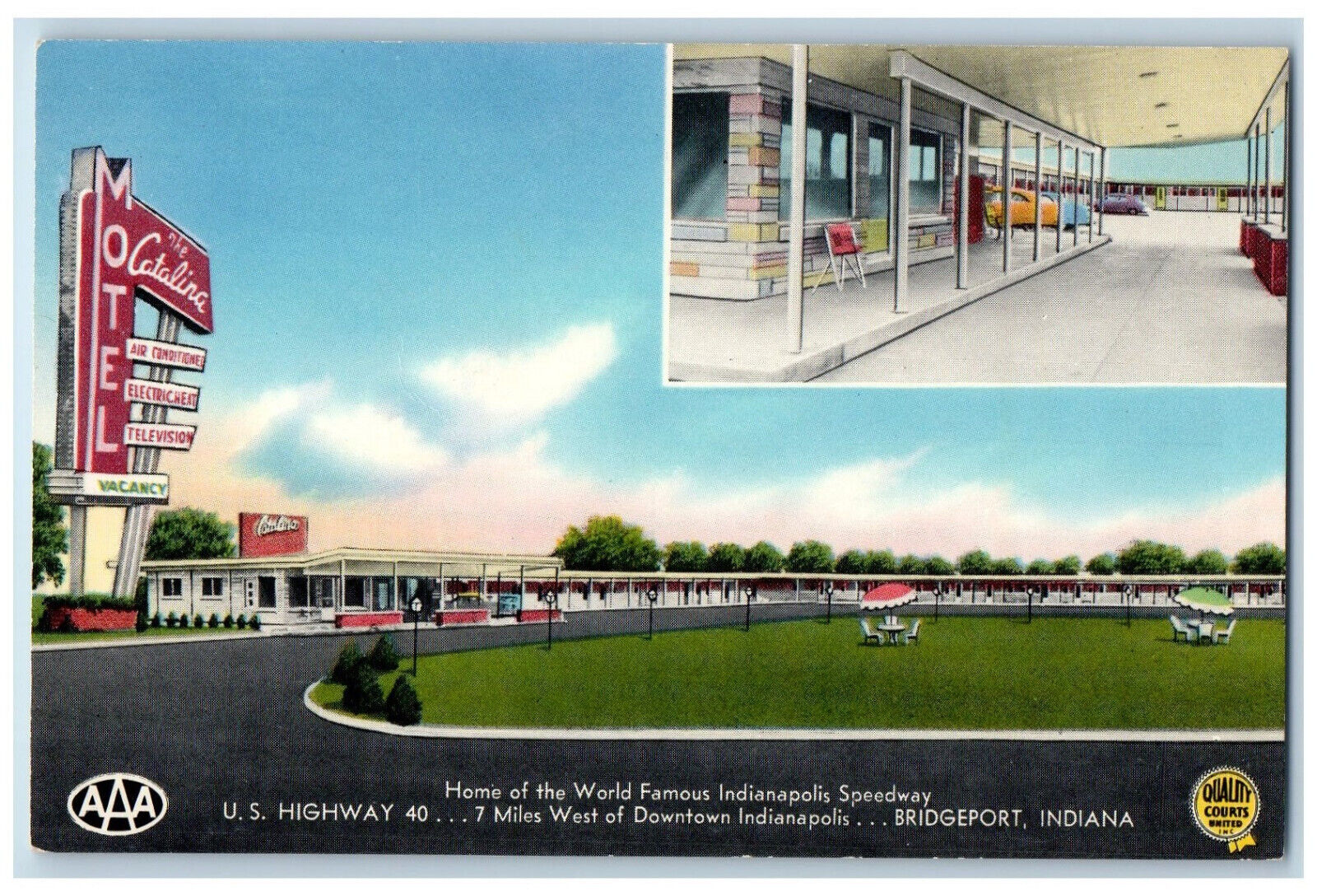 c1950's World's Famous Indianapolis Runway Bridgeport IN Multiview Postcard