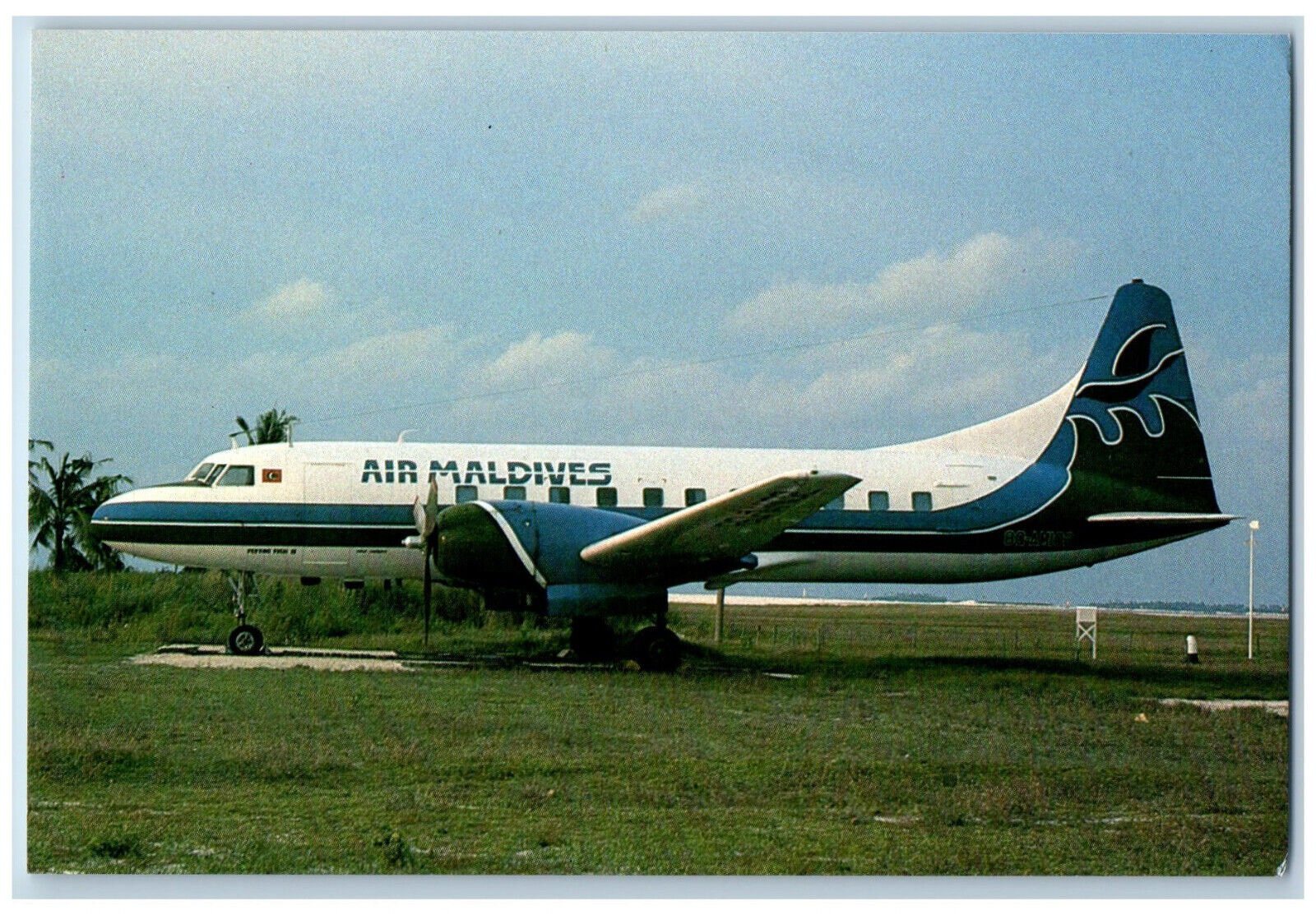 Maldives Postcard Convair 340 Air Maldives Airplane c1950's Vintage Unposted