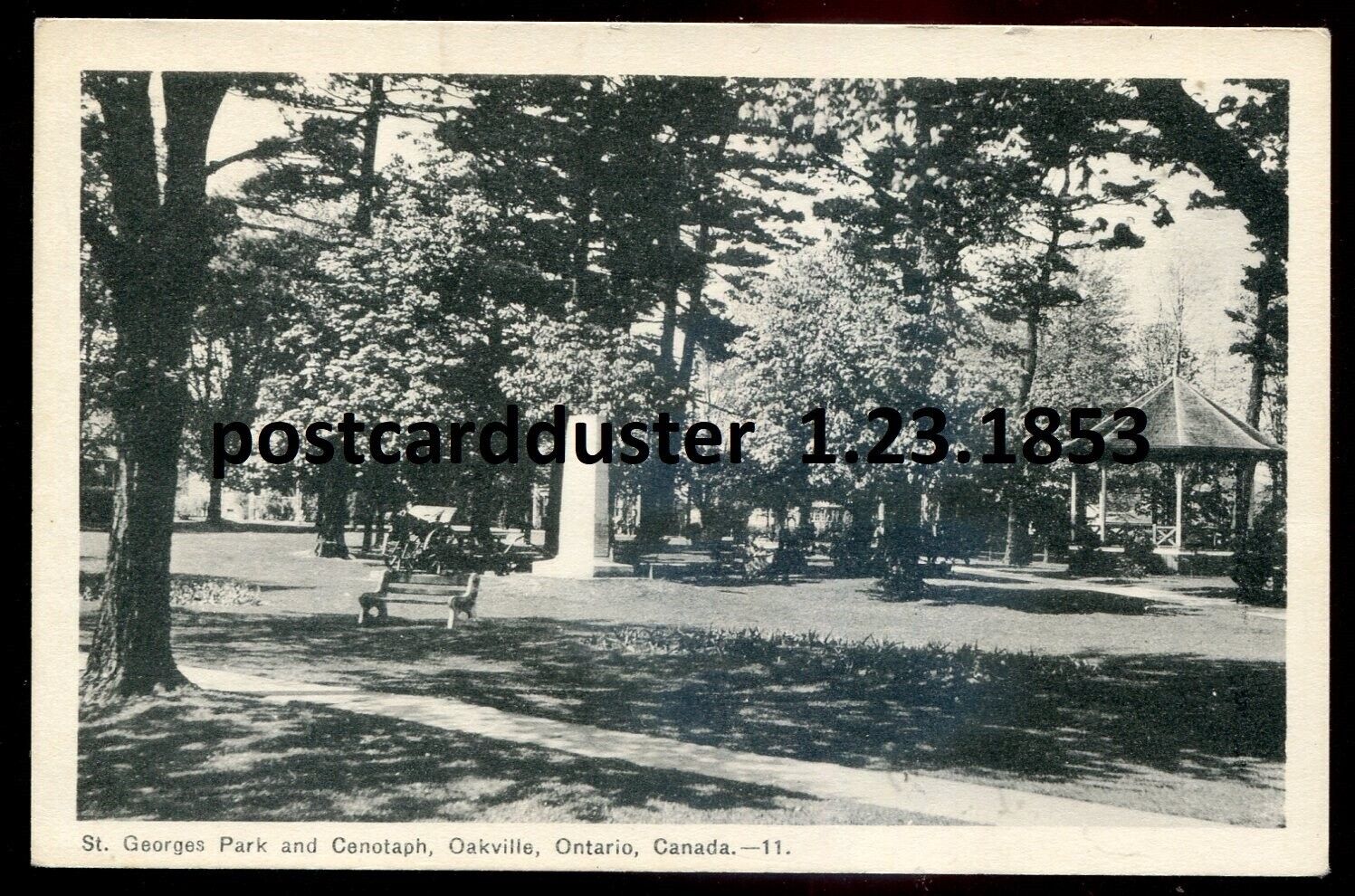 OAKVILLE Ontario Postcard 1930s Halton. St. George\'s Park & Cenotaph