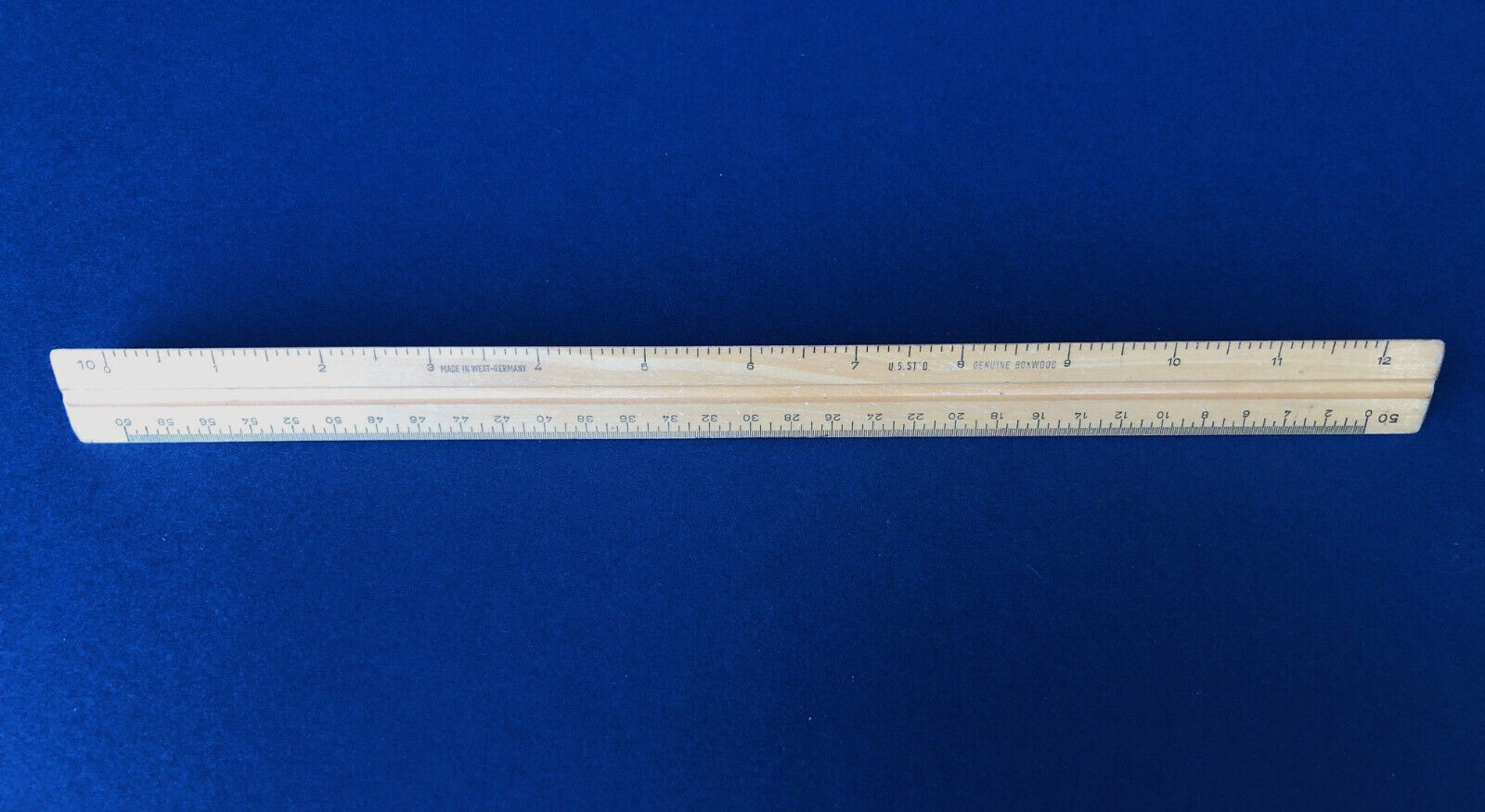 Mechanical Architect\'s vintage Scale Triangle Drafting Ruler WOODEN West Germany